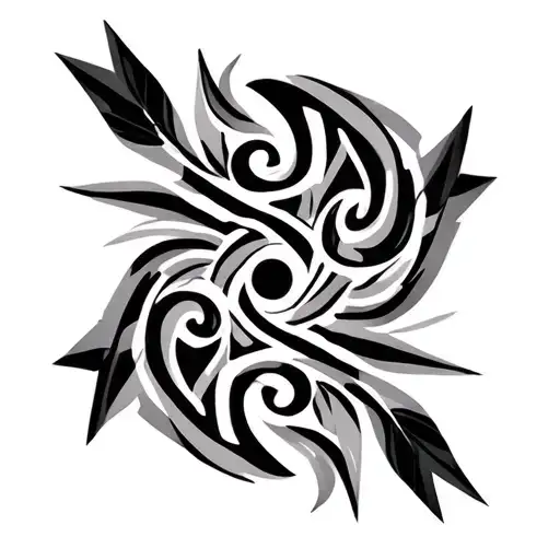 Primary Focus – Tribal Patterns:Large, bold tribal motifs—think Polynesian swirls, Native American arrows, sharp geome tattoo design idea