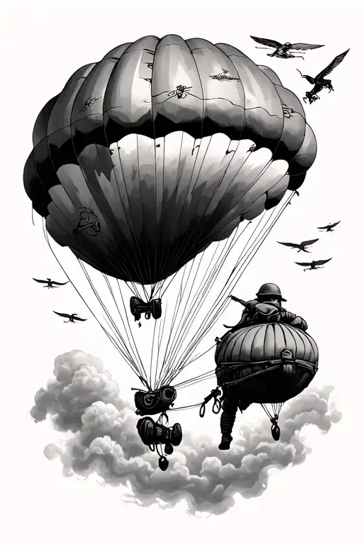 parachute military tattoo design idea