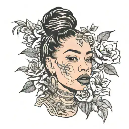 Jorja Smith showing off grillz tattoo design idea