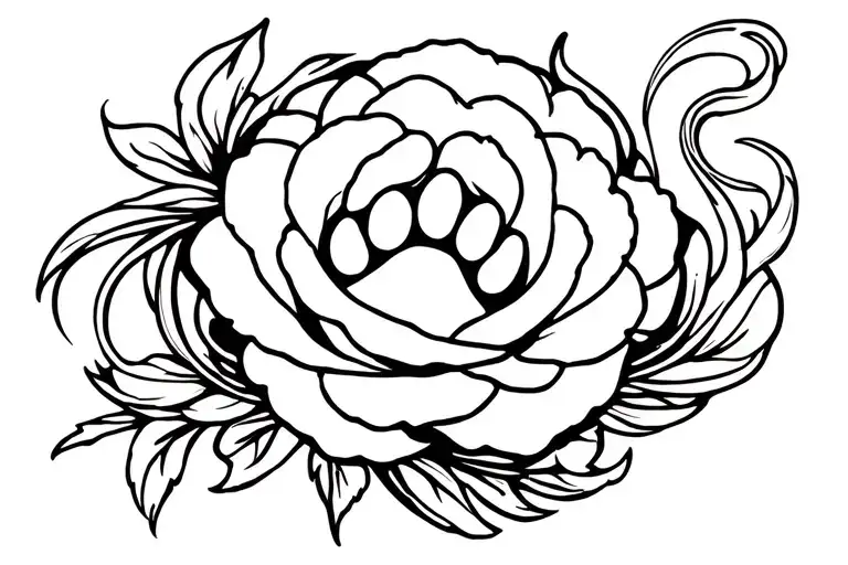 I have a rose with a paw print in the middle with smoke like 'swirling' round. I'd like to add some natural features  tattoo design idea