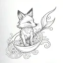 Fox and Anchor wave tattoo design idea