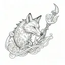 Fox and Anchor wave tattoo design idea