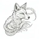 Fox and Anchor wave tattoo design idea