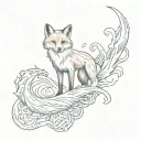 Fox and Anchor wave tattoo design idea