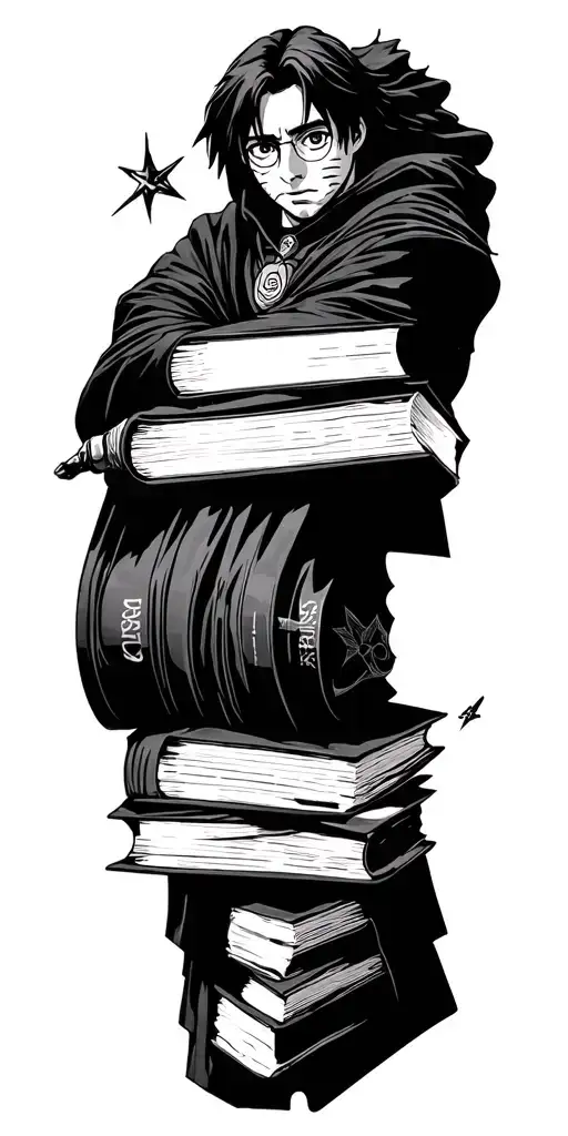 harry potter themed tattoo, naruto theme, star wars, fantasy books tattoo design idea