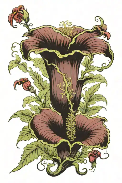 carnivore plant vintage delicate large tattoo design idea