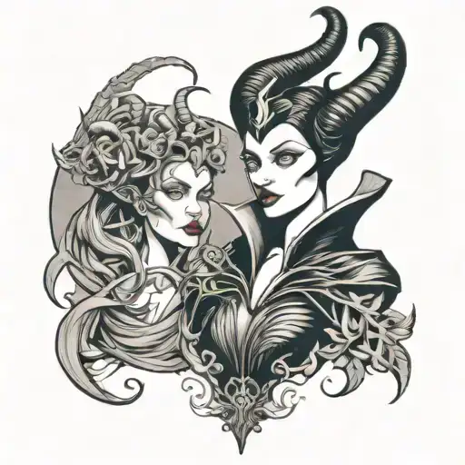 maleficent and medusa cute tattoo tattoo design idea