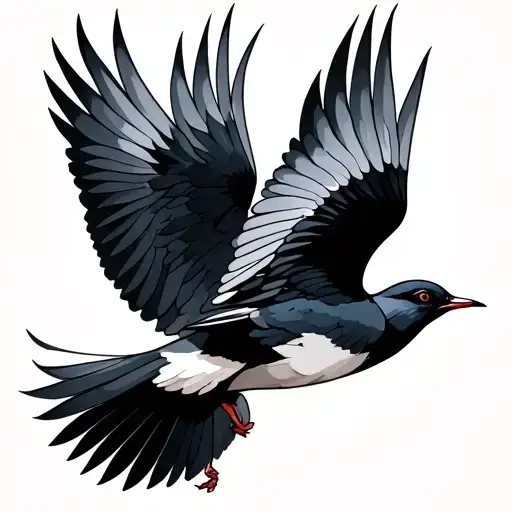 two realsitc black art swallows facing each other and fill the gap between them with geometry or your choose tattoo design idea