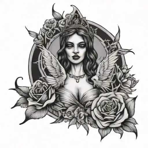 gothic freedom and self love tattoo design idea