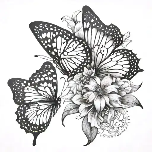 Half Butterfly Half Flower tattoo design idea