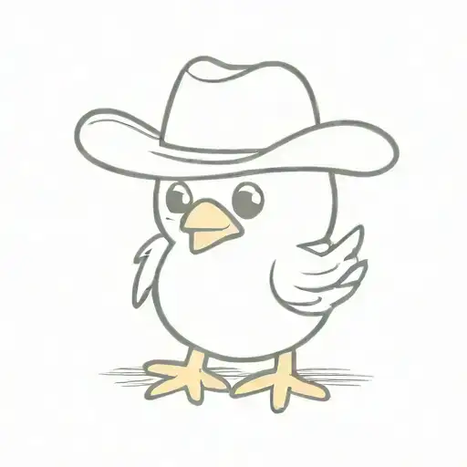 baby chick wearing cowboy hat tattoo design idea