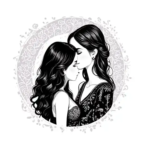 Small Mother Daughter tattoo design idea