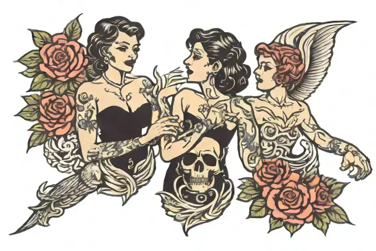 Lesbian gang tattoo design idea