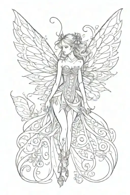 fairy laced wings tattoo design idea