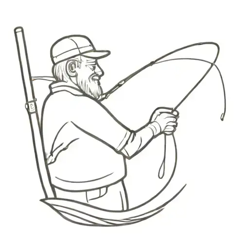 grandad fishing memorial fineline tattoo design idea
