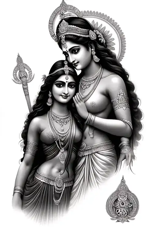 Sita and Rama wielding tattoo design idea