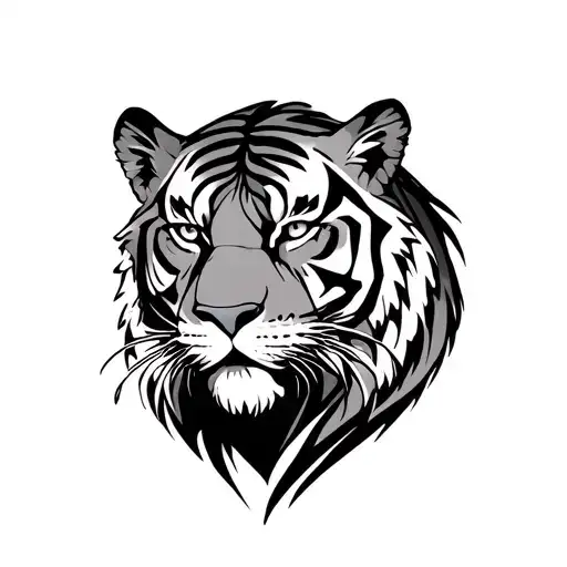 Create a tiger tattoo in the same style as the lion tattoo that the Escanor character has on the back tattoo design idea