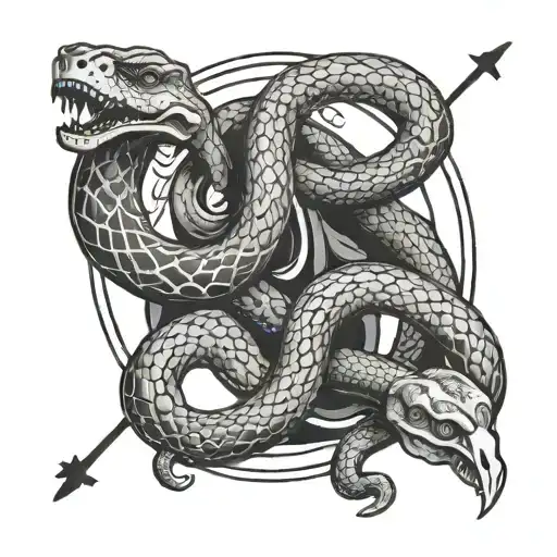 zodiac sign twins and snake tattoo design idea