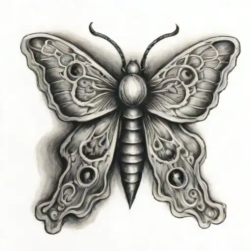moth uterus tattoo design idea
