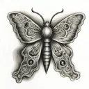 moth uterus tattoo design idea