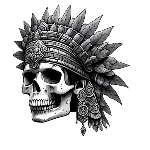 Mayan princess skull instead tattoo design idea