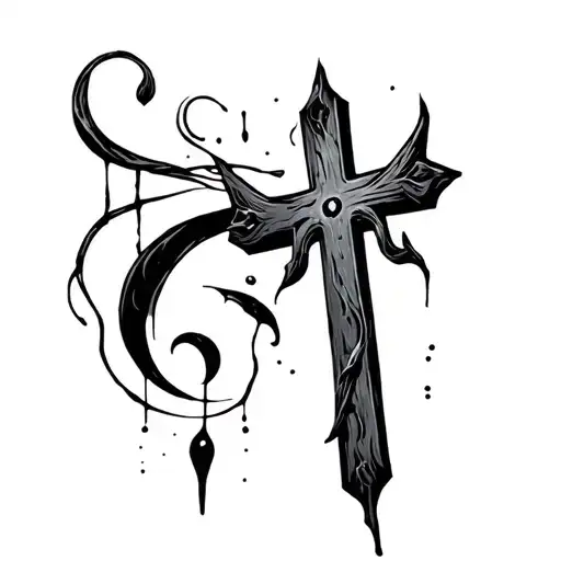 cross of 3 nails with semicolon and 1 Peter 4:8 tattoo design idea