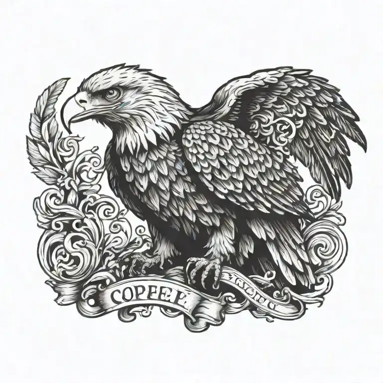 eagle perched on letters ' S C P E ' no vine tattoo design idea