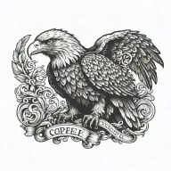 eagle perched on letters ' S C P E ' no vine tattoo design idea