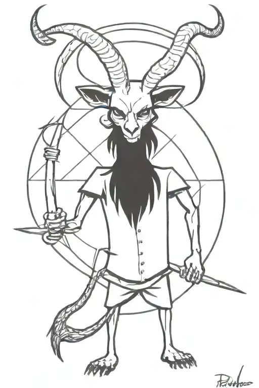 baphomet wearing shirt tattoo design idea