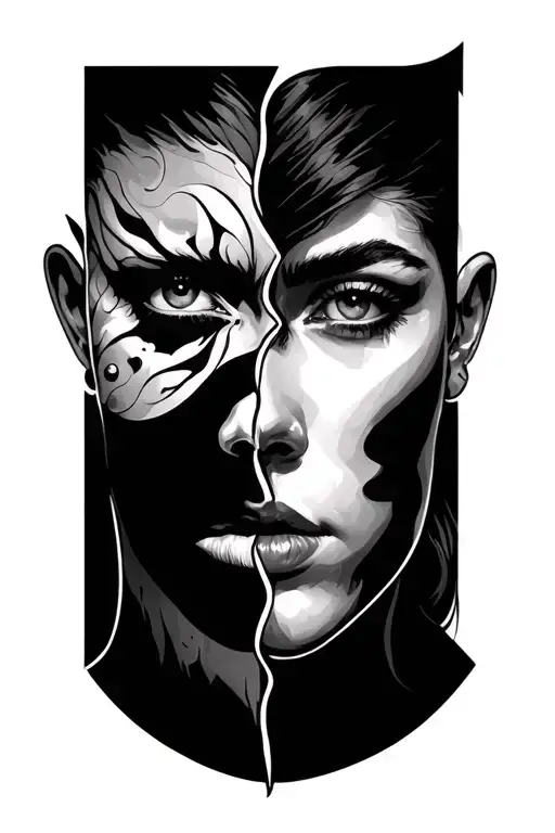 split face tattoo tattoo design idea