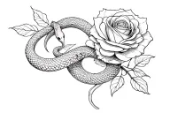snake and rose intertwined tattoo design idea