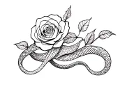 snake and rose intertwined tattoo design idea