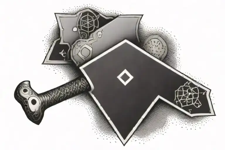 framing hammer crossed tattoo design idea