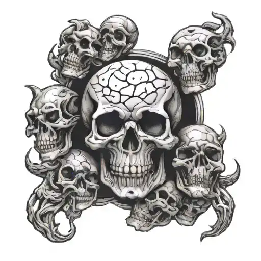 evil moon and skulls tattoo design idea
