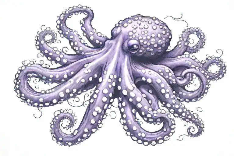 purple octopus wrapping its tentacles around a name realism tattoo design idea
