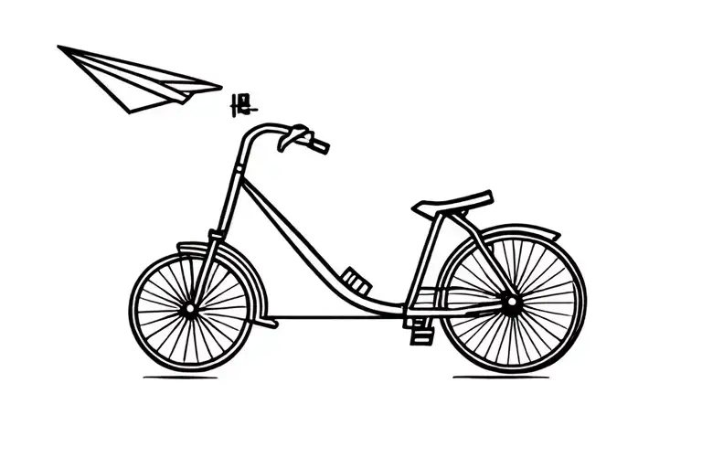 tricycle with floors and a paper airplane flying tattoo design idea