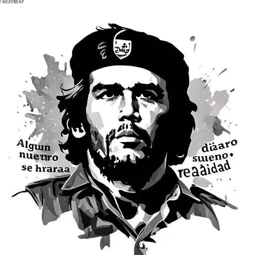 che guevara real face with Kurdistan and "Algún día nuestro sueño se hará realidad" tattoo design idea