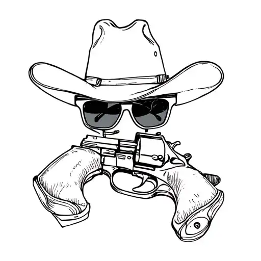 raiban sunglasses cowboyhat pistol .50 tattoo design idea