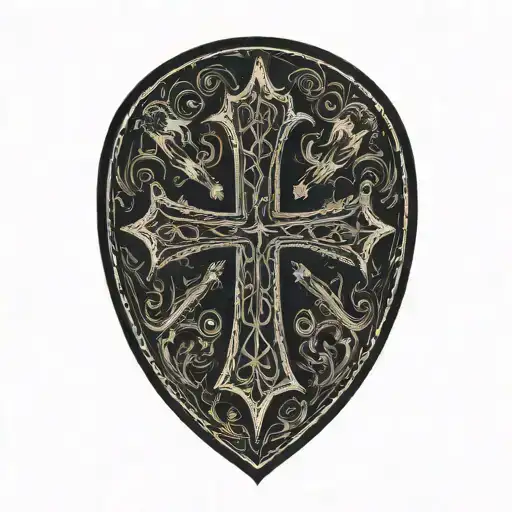 cross inside shield cross royalty tattoo design idea