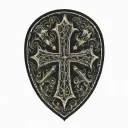 cross inside shield cross royalty tattoo design idea