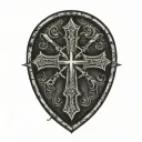 cross inside shield cross royalty tattoo design idea