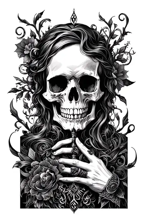 Gothic tattoo without skull and not very smearing hand tattoo design idea