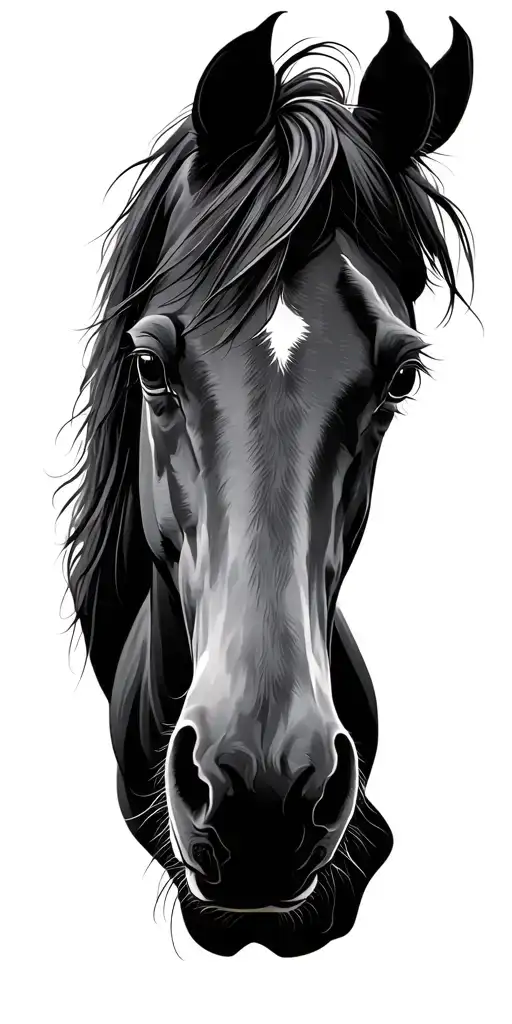 japanese style inspired, incorporate inspirational quotes, use light shading in some places, horse tattoo design idea