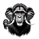 giraffe, elephant, lion, chimpanzees tattoo design idea