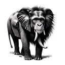 giraffe, elephant, lion, chimpanzees tattoo design idea