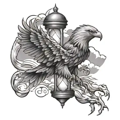 Eagles hourglass thunder storm tattoo design idea