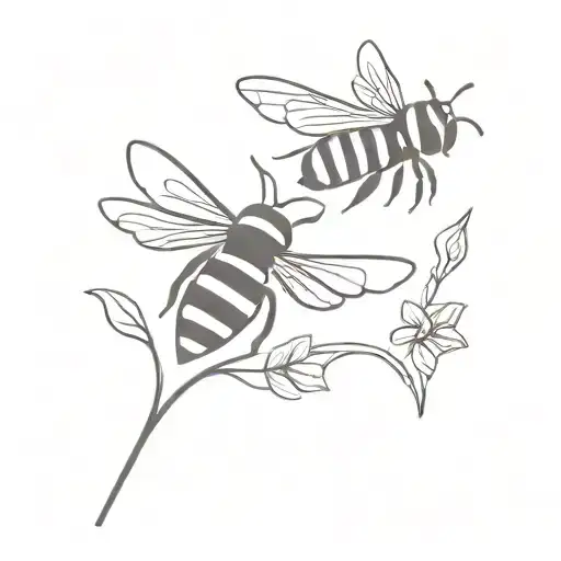 two bee flying together tattoo design idea