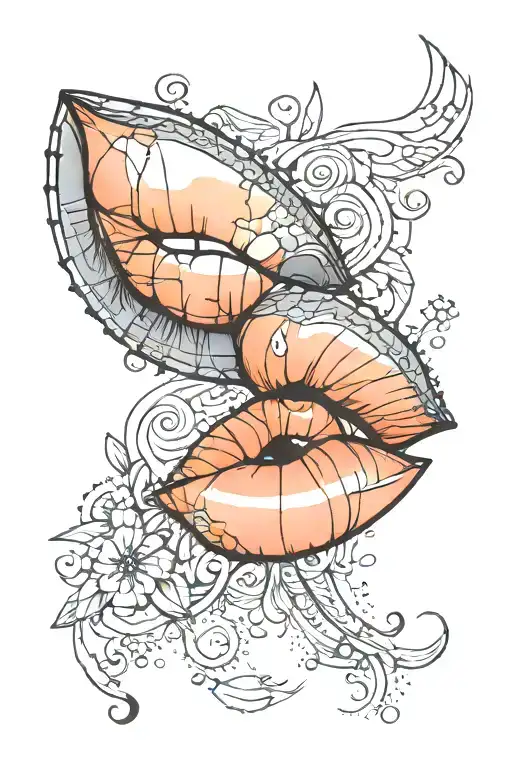 lips stitched together tattoo design idea