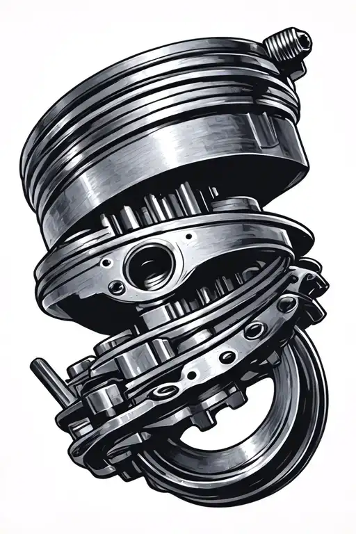 piston and crankshaft transforming into a mechanical tattoo design idea