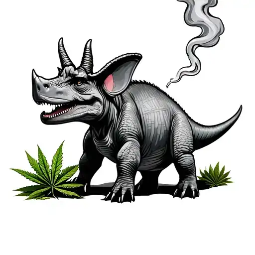 Triceratops smoking weed tattoo design idea
